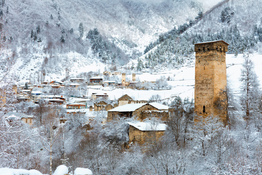 Panoramic,View,On,Medieval,Towers,In,Mestia,In,The,Caucasus